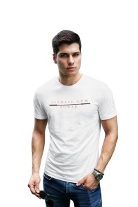 Fitness Gym Power, (BG Orange), Round Neck Gym Tshirt (White Tshirt) - Clothes for Gym Lovers - Suitable for Gym Going Person - Foremost Gifting Material for Your Friends and Close Ones
