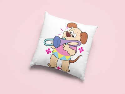 Cute Puppy Illustration -Printed Pillow Covers For Pet Lovers(Pack Of Two)