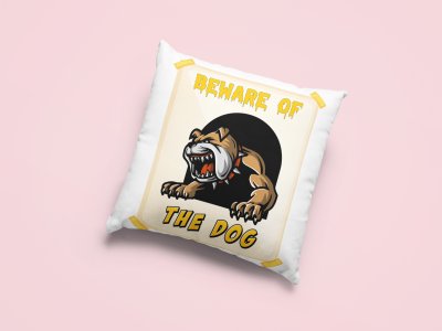 Beware Of Dog Angey Dog Illustration -Printed Pillow Covers For Pet Lovers(Pack Of Two)