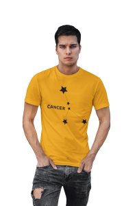Cancer stars (BG black) (Yellow T) - Printed Zodiac Sign Tshirts - Made especially for astrology lovers people