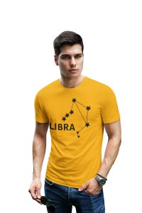 Libra stars (BG Black) (Yellow T) - Printed Zodiac Sign Tshirts - Made especially for astrology lovers people