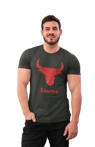 Taurus (BG Red) (Green T) - Printed Zodiac Sign Tshirts - Made especially for astrology lovers people