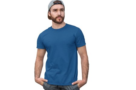 Blue solid colour blended cotton tshirt specially for men