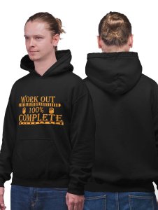 Workout 100% Complete (BG Yellow)printed artswear black hoodies for winter casual wear specially for Men