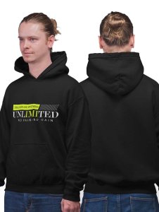 Unlimited, No Pain (Green and White)printed artswear black hoodies for winter casual wear specially for Men