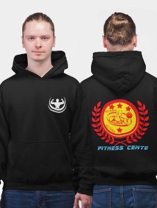 Fitness Center, Red Leaves Outside The Circle  printed artswear black hoodies for winter casual wear specially for Men