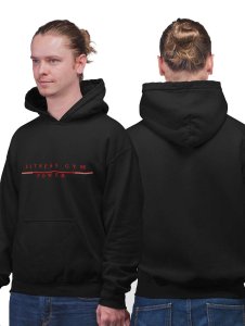 Fitness Gym(Text in Red)printed artswear black hoodies for winter casual wear specially for Men