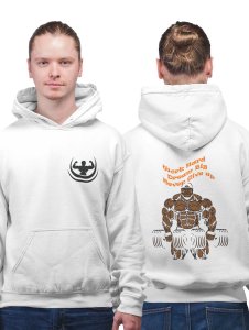 Work Hard Dream Big Orange Text printed artswear white hoodies for winter casual wear specially for Men