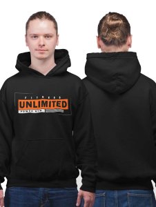 Fitness, Unlimited, Power Gym printed artswear black hoodies for winter casual wear specially for Men