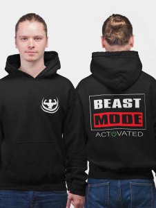 Beast Mode Activated, (BG White &Black)printed activewear black hoodies for winter casual wear specially for Men
