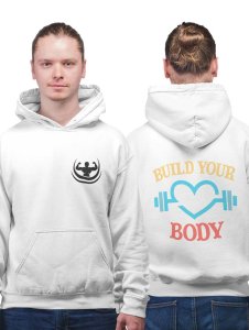 Build Your Body printed artswear white hoodies for winter casual wear specially for Men
