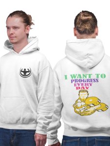 I Want to Progress (Yellow)printed artswear white hoodies for winter casual wear specially for Men