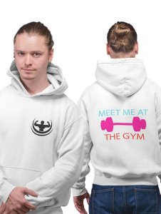 Meet Me At The Bar,(Pink, Orange &Blue) printed artswear white hoodies for winter casual wear specially for Men