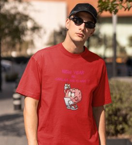 Bye 2023 Welcome 2024 Red New Year Printed T-shirt For Mens